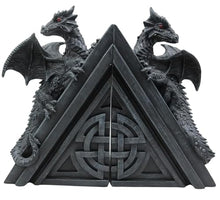 Load image into Gallery viewer, 40cm Dragon Book Ends - Grey Resin Gothic Statue Shelf Decor
