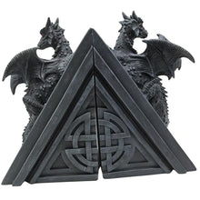 Load image into Gallery viewer, 40cm Dragon Book Ends - Grey Resin Gothic Statue Shelf Decor
