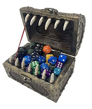 Load image into Gallery viewer, Grinning Gargoyle Dice Box - Wood and Metal Effect Mimic Chest - Container Holds up to 6 Sets of Polyhedral Die – DnD Poly Dice Storage Case - DnD RPG Crate Accessory Gift
