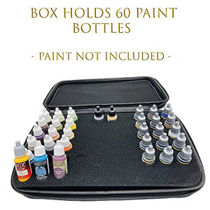 Paint Bottle Storage Carry Case with Handle - Fits up to 60 Bottles