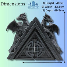 Load image into Gallery viewer, 40cm Dragon Book Ends - Grey Resin Gothic Statue Shelf Decor

