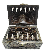 Load image into Gallery viewer, Grinning Gargoyle Dice Box - Wood and Metal Effect Mimic Chest - Container Holds up to 6 Sets of Polyhedral Die – DnD Poly Dice Storage Case - DnD RPG Crate Accessory Gift
