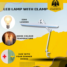 Load image into Gallery viewer, LED Daylight Bright Craft Task Lamp with Dimmer - Hands Free Desk Lamps for Reading - Hobbies - Model Painting - Embroidery – Includes Table Clip On Halo and Swing Arm
