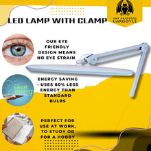 Load image into Gallery viewer, LED Daylight Bright Craft Task Lamp with Dimmer - Hands Free Desk Lamps for Reading - Hobbies - Model Painting - Embroidery – Includes Table Clip On Halo and Swing Arm
