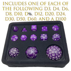 13 Piece Deluxe Dungeon Master Polyhedral RPG Dice Set -Choice of Colours